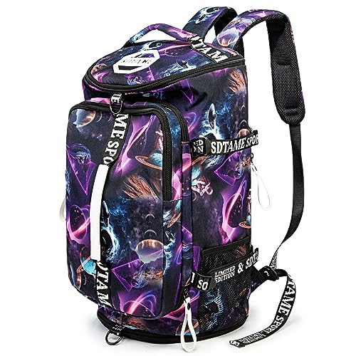 Gym Duffle Bag Backpack,4‑Way Waterproof with Shoe Compartment Travel Laptop - color: Metallic