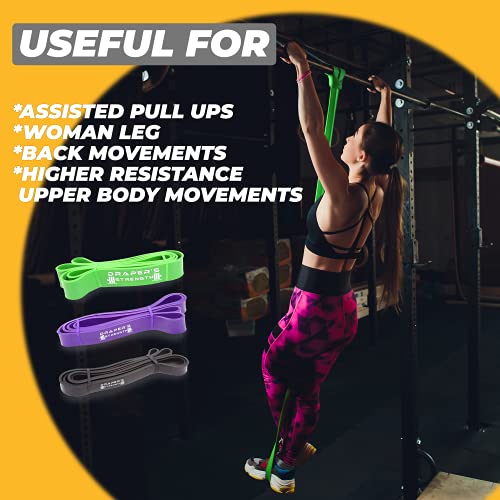 Draper's Strength Heavy Duty Resistance Stretch Loop Bands for Powerlifting Workout Exercise and Assisted Pull Ups - color: #05 Green