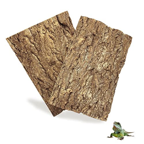 2PCS Cork Terrarium Background 11.8"x7.9" Natural Cork Bark Backdrop Reptile Background Climbing Wall Terrarium Accessories for Lizard,Tortoise,Gecko,Bearded Dragon,Chameleon - size: 2Pcs-11.8”x7.9”