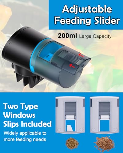 Automatic Fish Feeder for Aquarium - Rechargeable Fish Food Auto Dispenser Vacation Turtle Feeder with USB Charger Cable，LCD Screen, Customized Schedule (Blue) - color: Blue