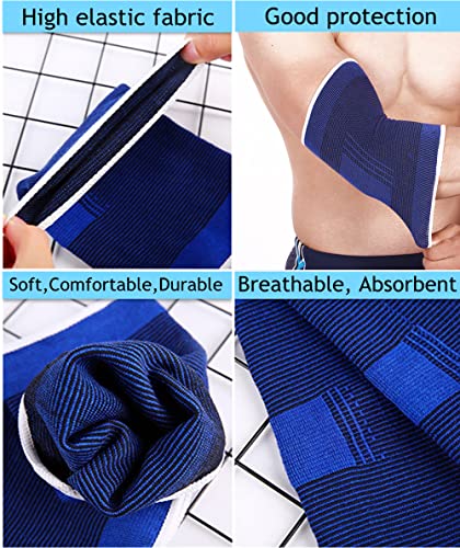 Elbow Compression Sleeves, Elbow Brace Support for Men & Women - color: Blue 1 pair