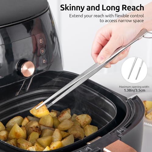 U-Taste 8"+10"+12" Kitchen Cooking Tweezer: 18/8 Stainless Steel Food-Grade Metal Food Tong, Flexible Pinching, Seamless-Welding and Sturdy for Serving Grilling Frying, Plating, Feeding (Pointed Tip) - size: 8in+10in+12in (pointed tip)