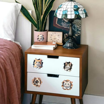 Peacoblue 18 Sheets Rub on Transfers for Crafts, Peeping and Probe Cat 3.6"x3.9" UV DTF Cup Wraps Waterproof Rub on Cold Transfers Stickers for Wood Glass Metal Cup Tumblers Mirrors Mugs Home Decor - style: Peeping and Probe Cat