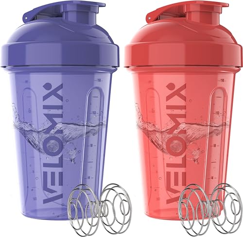 VELOMIX 2 Pack 20oz Protein Shaker Bottle for Protein Mixes, Blush Storm - color: C1) Blush Storm