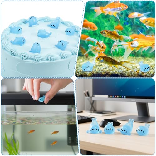 60PCS Glow in The Dark Mini Seal Figurines, Mini Resin Animals, Cute Luminous Seal Animals for Fairy Garden, Aquarium, Potted Plants, Desk Display DIY Crafts