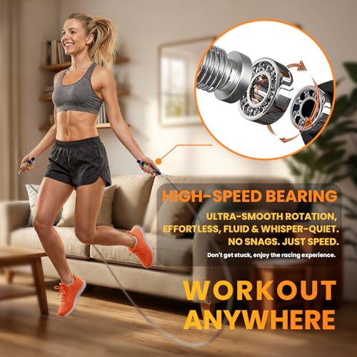Self-Locking Aluminum Speed Jump Rope, 2 Cable Set