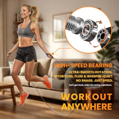 Self-Locking Aluminum Speed Jump Rope, 2 Cable Set