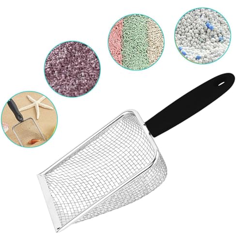 Beach Sand Scoop Shell Collecting Tool Multipurpose Picking up Shell Fast Sifting Portable Reptile Sand Scoop Litter Cleaner, Black