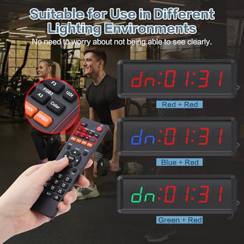 PELLOR Gym Timer with Remote & Press Button for Tabata/FGB/EMOM Workout