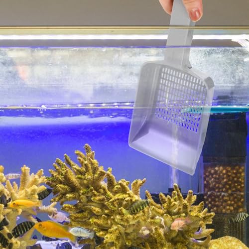 Fish Tank Sand Shovel and Gravel Scoop Portable Plastic Aquarium Sediment Cleaning Scoop for Small Fish Tanks