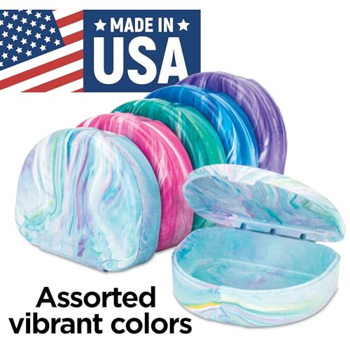 Practicon Vibrant Marble Retainer Cases, Clear Aligner Case, Dental Orthodontic Retainer Boxes, Mouth Guard Holder, 6 Pack - color: Vibrant