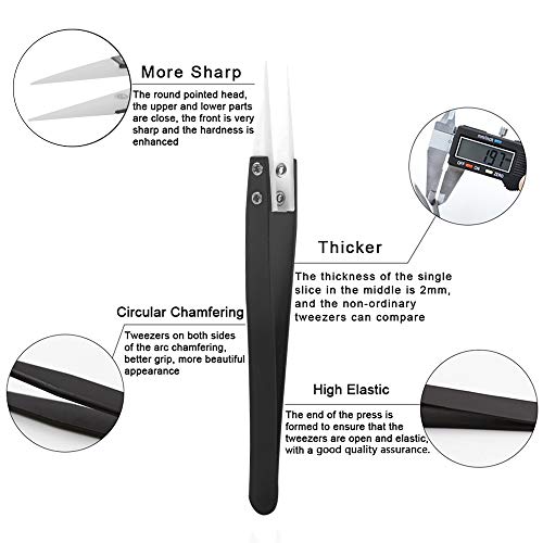 HANDSKIT Tweezer Set - Curved, Flat Head, Pointy Tweezers Kit for Craft, Jewelry, Electronics & Laboratory Work - 9 Pieces