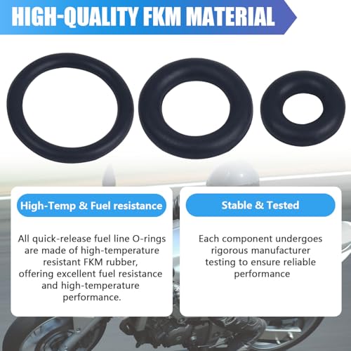 12-Piece Fuel Tool O-Ring Kit, Compatible with Harley-Davidson EFI Models 2000-2022, 4-Pack Replacement Seals for Check Valve and Male Fuel Line, Fits Street Glide, Road King, Softail
