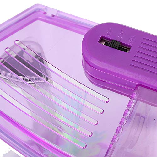 Mini Fish Box, Plastic Aquarium Isolation Box Acrylic Breeding Hatchery Small Fishes Incubator Mini Fish with Three Divisions and LED Light(Purple)