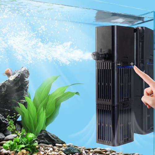 Aquarium Filter Water Flow Adjustable for 20-75 Gallon Fish Turtle Tank 264GPH 4in1 Biochemical Filtration Powerful Submersible Internal Pumps & Filters Keep Freshwater Saltwater Crystal Clear Small - size: 264GPH-Water Flow Adjustable