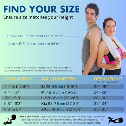 ProBody Pilates Yoga Ball - Gym Grade Exercise Ball - color: Aqua, size: XL: 27-30 inches/68-75 cm