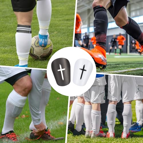 2 Pairs Black & White Cross Shin Guards Soccer Extra Mini Shins Guard 3 x2 Inch Small Shin Guards Comfortable Light Shin Pads Ultra Miniature Shins Guard Soccer for Men Women - color: black, white