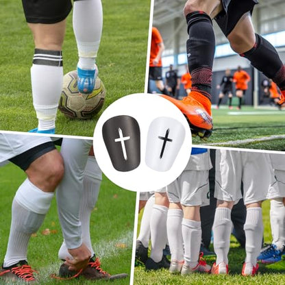 2 Pairs Black & White Cross Shin Guards Soccer Extra Mini Shins Guard 3 x2 Inch Small Shin Guards Comfortable Light Shin Pads Ultra Miniature Shins Guard Soccer for Men Women - color: black, white