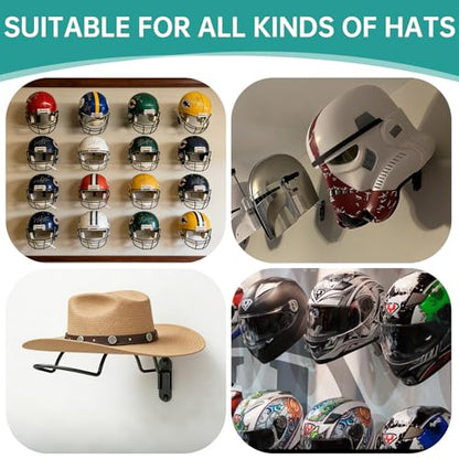 4 Pcs Wall Mounted Helmet Rack Storage Display Rack Hanger | Motorcycle Helmet Holder, For Equestrian/Baseball/Iron Man/Scout Trooper/Hockey Helmet, No Helmet - size: 4 PCS