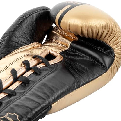 Venum Shield Pro Boxing Gloves - color: Black/Gold, size: 12oz, style: Laces
