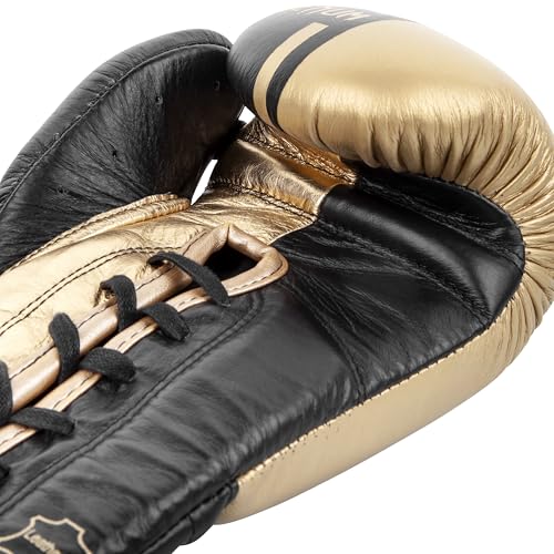Venum Shield Pro Boxing Gloves - color: Black/Gold, size: 18oz, style: Laces