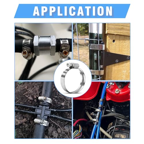 12PCS Adjustable Hose Clamps, 304 Stainless Steel Worm Gear Clamp, 1/2"-3/4"(13-19mm), Rolled Edge No Perforations, Heavy Duty Reusable Pipe Clamp for Home, Auto, Industrial, Garden, Boat, Marine - size: 1/2" hose clamp to 3/4" hose clamp