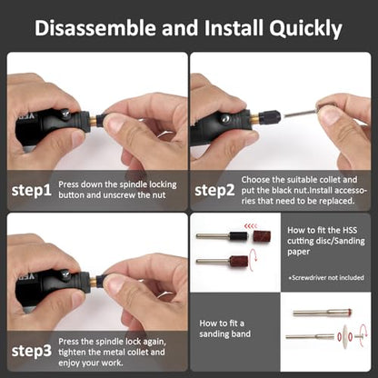 Cordless Rotary Tool, 3.7V Li-Ion 15000rpm Electric DIY Mini Polisher Kit, 72 Pieces Accessories USB Cordless Multi-Tool, Great for Nail Polishing and Light Work