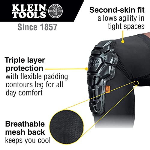 Klein Tools 60611 Knee Pads, Heavy-Duty Padded Knee Sleeves, L/XL - size: L/XL