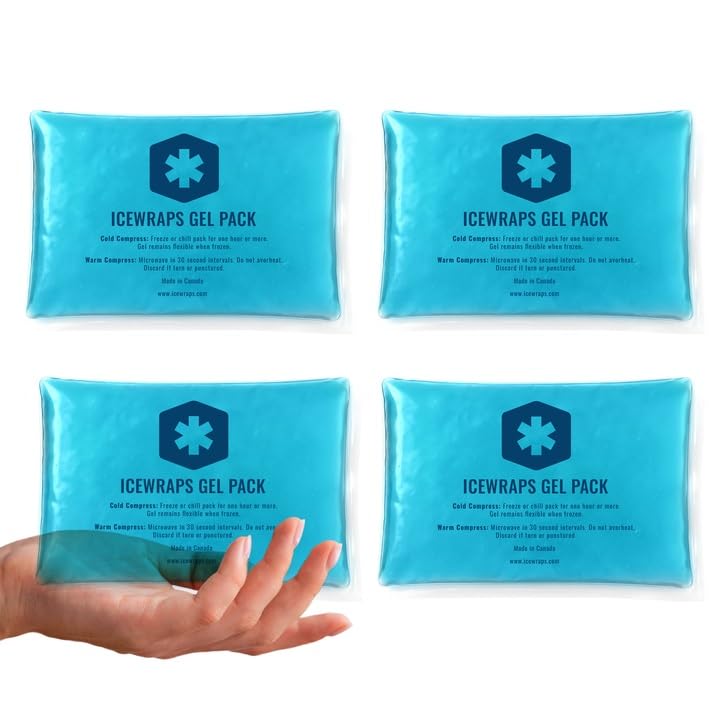 ICEWRAPS Reusable Ice Packs Compact 5 x 7 inches, Soft Cooling Pack 4 Pack