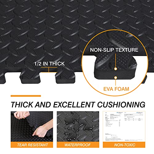 BIG RED ARPM001BK Interlocking Foam Mat Protective Exercise Workout Puzzle Floor Mat Tiles for Home Gym Equipment - color: Black