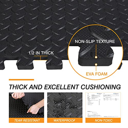 BIG RED ARPM001BK Interlocking Foam Mat Protective Exercise Workout Puzzle Floor Mat Tiles for Home Gym Equipment - color: Black