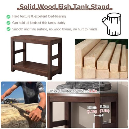 20 30 40 55 70 Gallon Long Aquarium Stand - Reptile Breeder Turtle Terrarium Stand Rack - 70cm Tall Aquarium Stand Furniture/Double Fish Tank Stand with Shelf（Brown-lxwxh-27.5x19.6x27.5）