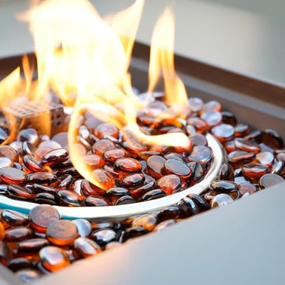 onlyfire Flat Fire Glass Beads for Propane Fire Pit, 1/2 Inch Reflective Firepit Glass Rocks 10 Pounds Flat Marbles for Gas Fireplace and Fire Pit Table, High Luster Amber - color: Amber