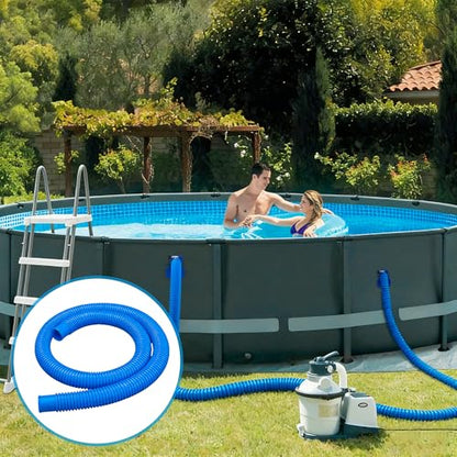 2 Pack Pool Pump Hoses for Above Ground Pools 1.25" x 59" Long Filter Pump Hose Replacement Blue Pool Filter Pump Hose with 4 Metal Clamps & 2 Pipe Holders