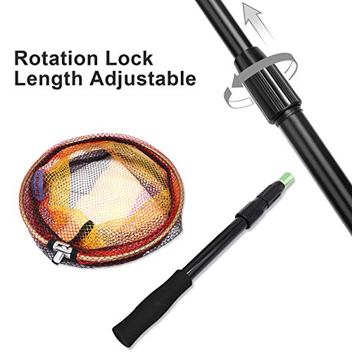 SANLIKE Kids Fishing Net with Telescopic Pole Handle 50.4in Rubber Coated Nylon Mesh Fish Landing Net for Easy Catch Release, Non-Slip EVA Grip for Freshwater or Saltwater