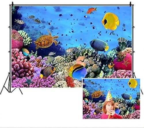 Under The Sea Backdrop,Yeele 10x8ft Underwater Scene Colorful Marine Coral Fishes Aquarium Photography Background,Seabed World Diving Holiday Baby Portrait Photo Booth Shoot Studio Props Wallpaper
