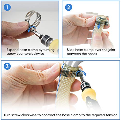 TICONN 40PCS Hose Clamp Set - 1/4''–1-1/8'' 304 Stainless Steel Worm Gear Hose Clamps for Pipe, Intercooler, Plumbing, Tube and Fuel Line
