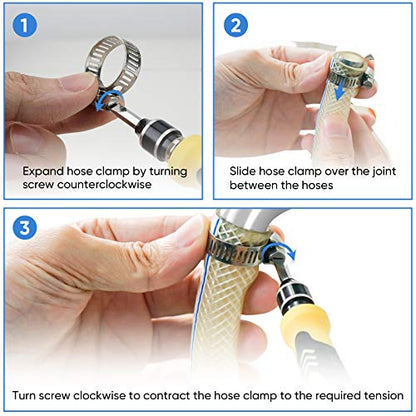 TICONN 40PCS Hose Clamp Set - 1/4''–1-1/8'' 304 Stainless Steel Worm Gear Hose Clamps for Pipe, Intercooler, Plumbing, Tube and Fuel Line