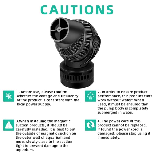 Aquarium Circulation Pump Wave Maker Power Head with magnetic mount Suction for 20-75 Gallon Saltwater Freshwater Tank (1050 GPH, Black) - size: 1050 GPH (Black)