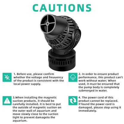 Aquarium Circulation Pump Wave Maker Power Head with magnetic mount Suction for 20-75 Gallon Saltwater Freshwater Tank (1050 GPH, Black) - size: 1050 GPH (Black)