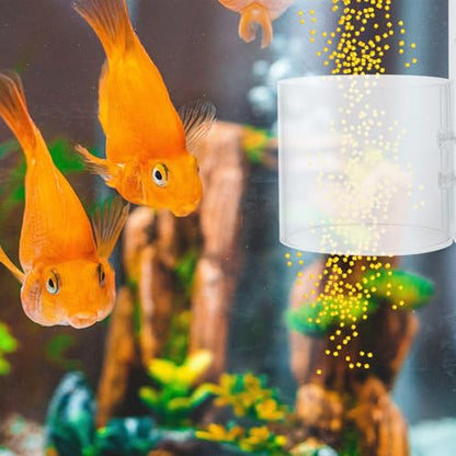 Fish Feeding Ring Acrylic Aquarium Feeder with Hook Anti-Scatter Fish Food Container Feeding Supply