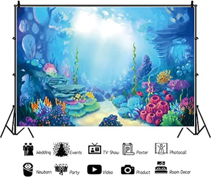 Yeele 12x8ft Under The Sea Backdrop for Photography Wonderland Underwater Background for Kids Children Birthday Party Ocean Theme Baby Shower Photo Booth Studio Decorations Cake Table Banner Vinyl