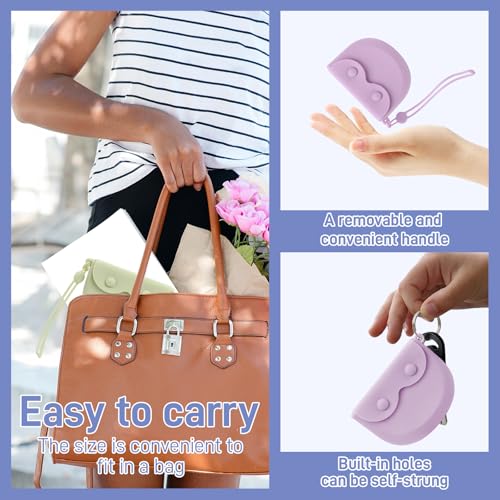 2 Pack Travel Retainer Aligner Holder Case with Vent Holes Lanyard, Silicone Dental Night Guard Case Cute, Brace Dentures Sport Mouthguard Container Storage for Women, Men (Purple & Pink) - color: Purple & Pink