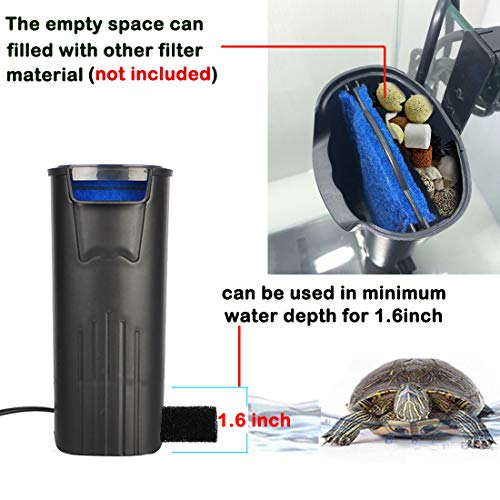 Turtle Tank Filter Aquarium Turtle Filter Internal Filter for 3 to 20 Gallons Small Fish Tank Turtle Tank Reptiles Shrimp Amphibian Frog Cichlids Newt(Aquarium filter)
