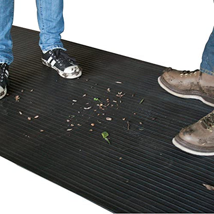 Rubber-Cal Wide-Rib Corrugated Rubber Floor Mat - 1/8 in. Thick x 3ft x 2.5ft Roll