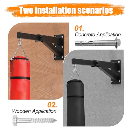 Heavy Bag & Punching Bag Hanger, Wall, Ceiling, Beam Mount Options - color: Wall Mount - Extendable Arm