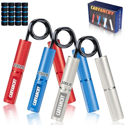Grip Strength Trainer Set, 6 Pack, 50-350LB, Wrist Forearm Strengthener, Metal No Slip, Hand Grip Gripper Strengthener for Strength Training and Exercise, Hand Workout Squeezer Grip Strength - color: Silver/Blue/Red
