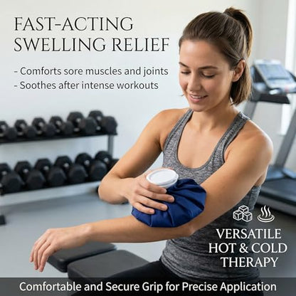 Reusable Ice Pack for Injuries, Hot and Cold Therapy Bag with Wide Mouth Cap, Cold Compress and Hot Water Bag for Knee, Shoulder, Back, Neck Pain Relief, Sprains, Swelling, Sports Injury