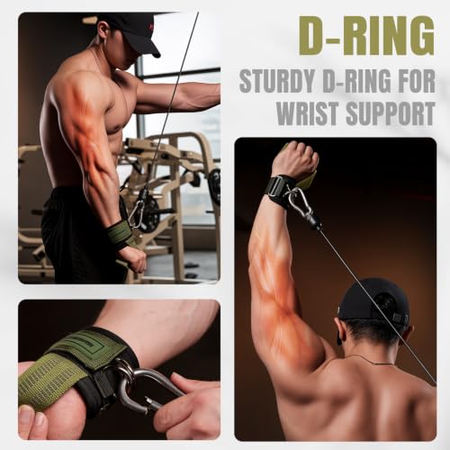 MANUEKLEAR 2 Size Gym Lifting Straps with D Rings for Cable Machine - color: Green