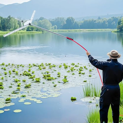 VEVOR Lake Weed Cutter, Pond Aquatic Plant Cutting Tool with 48 in Max. Cut Width, Sharp and Heavy-Duty Steel Blades, Pond Rake with 30 ft Throw Rope, for Cattail, Phragmites, Lilly Pads & Chara